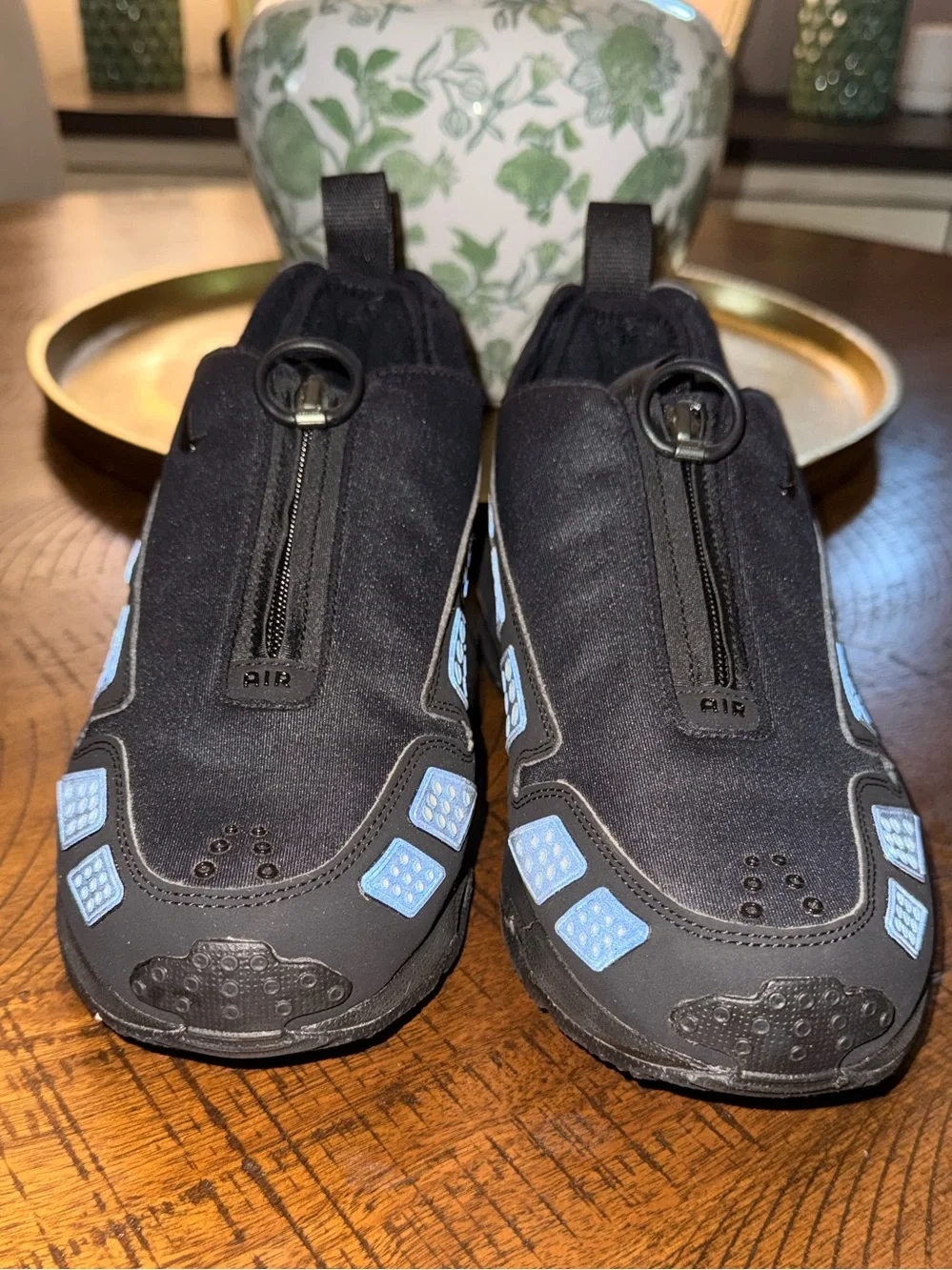 Nike Black and Blue with Silver Reflective Zip Slip-On Athletic Shoes
